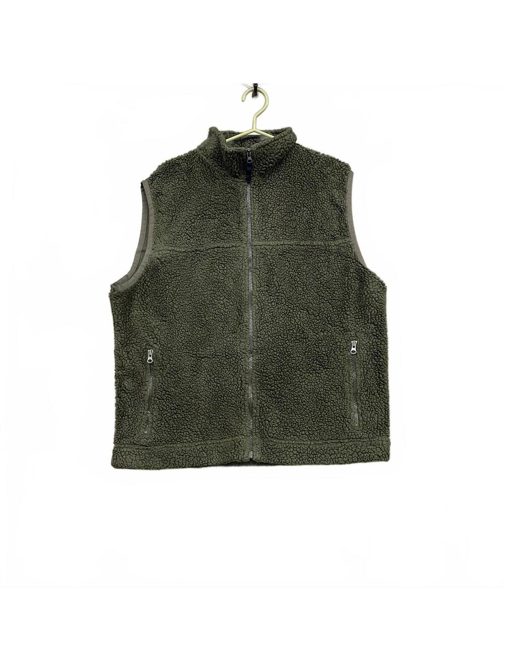 GAP Olive Green Sherpa Fleece Zip Vest Women's Large Cozy Layer